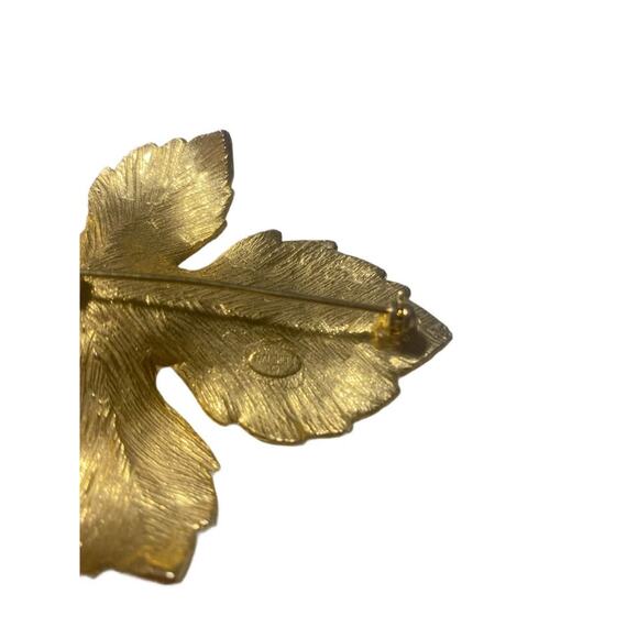 VTG Dalsheim Signed Large Goldtone Leaf Brooch Pin - Picture 3 of 4